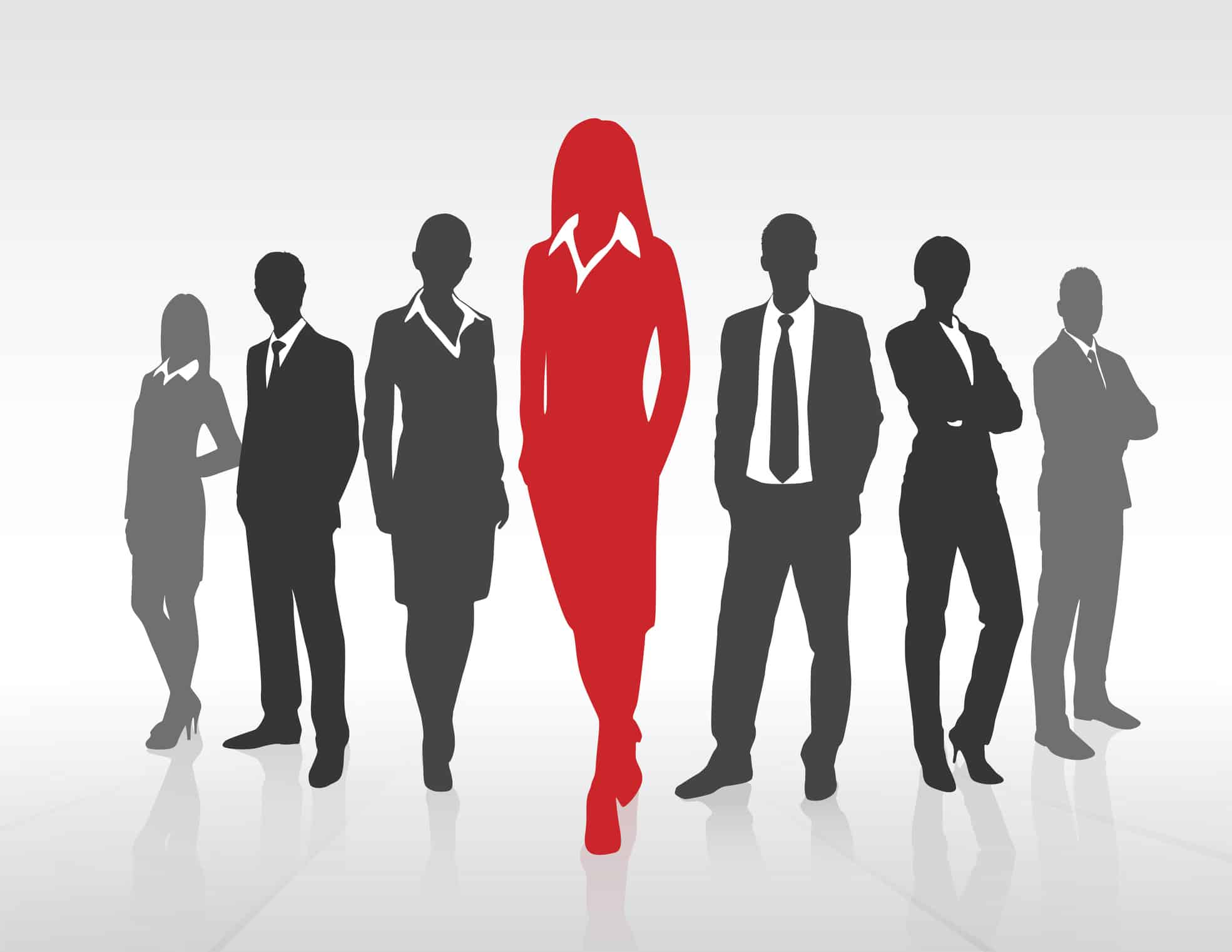 Red Businesswoman Silhouette, Black Business People Group Team Concept Vector Illustration